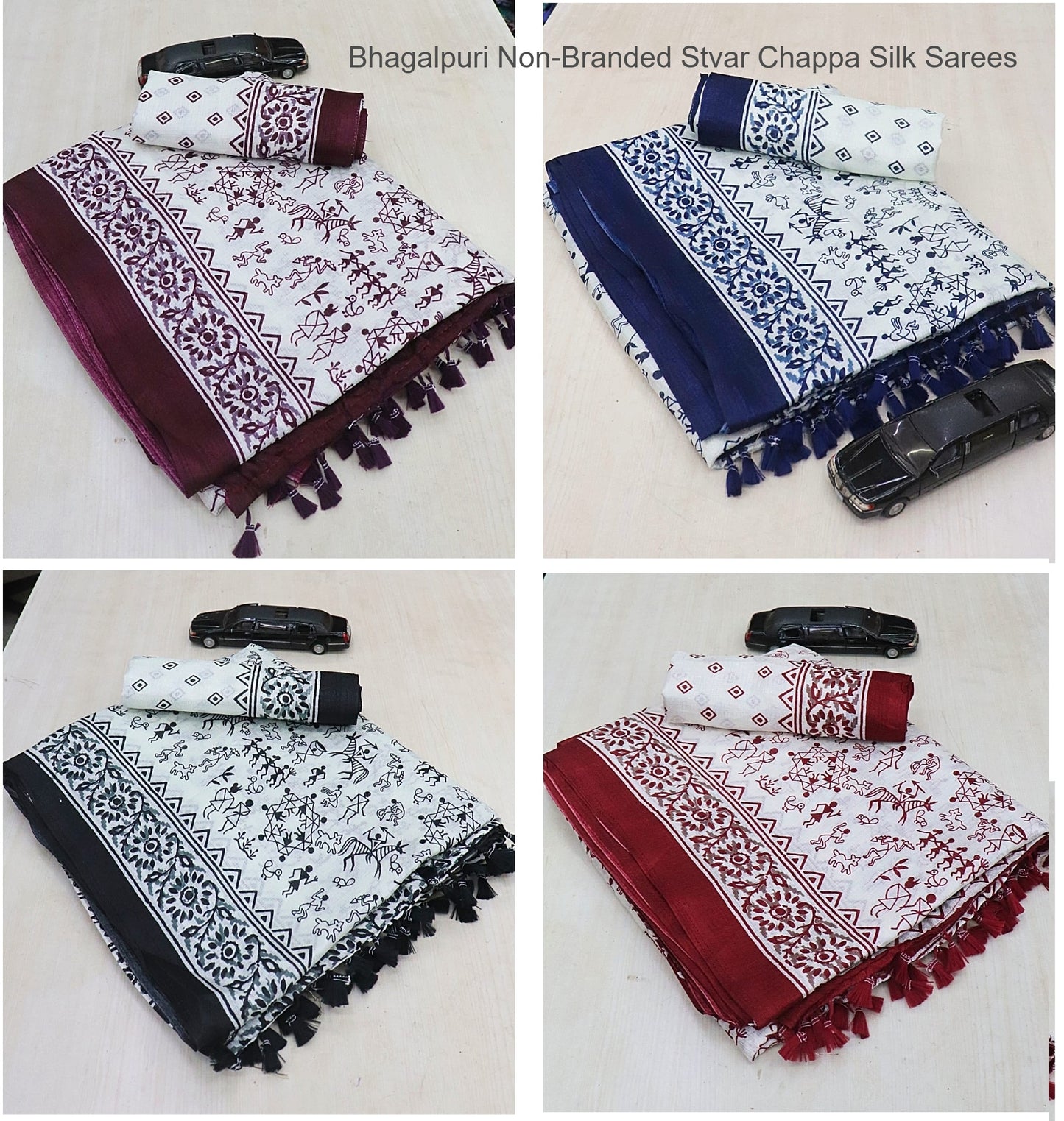 Bhagalpuri Non-Branded Stvar Chappa Silk Sarees