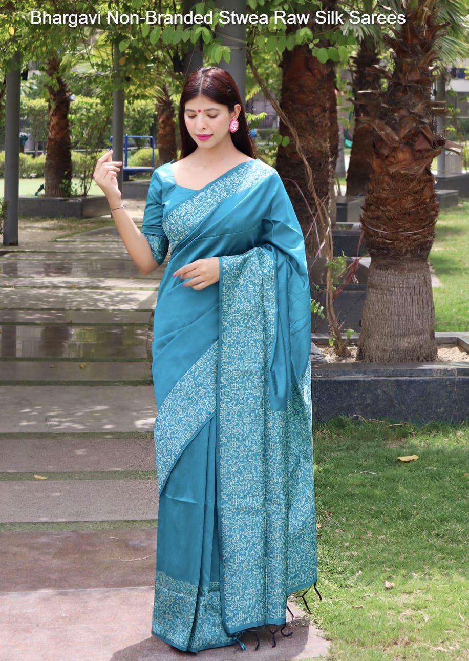 Bhargavi Non-Branded Stwea Raw Silk Sarees