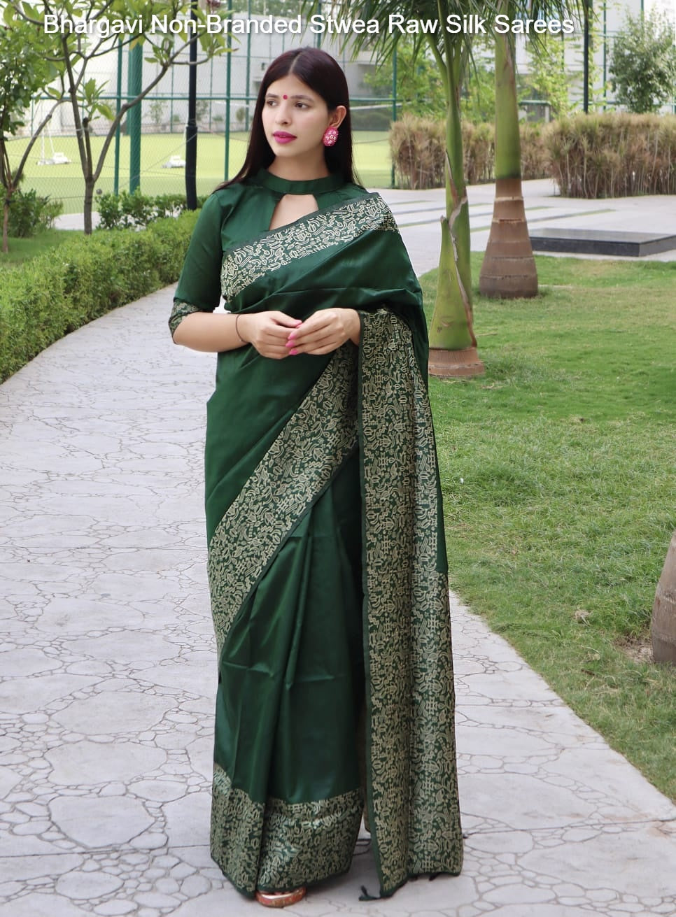 Bhargavi Non-Branded Stwea Raw Silk Sarees