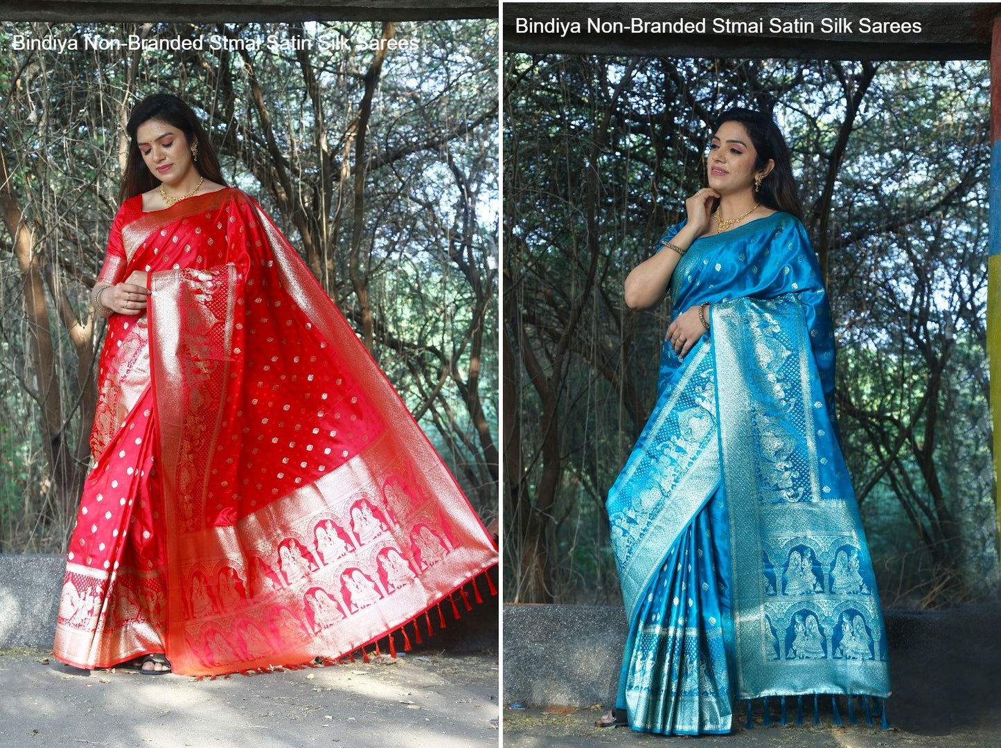 Bindiya Non-Branded Stmai Satin Silk Sarees