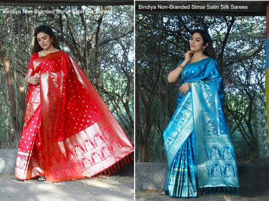 Bindiya Non-Branded Stmai Satin Silk Sarees
