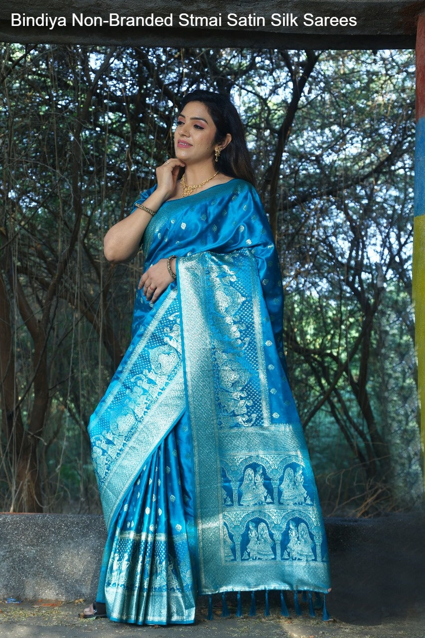 Bindiya Non-Branded Stmai Satin Silk Sarees