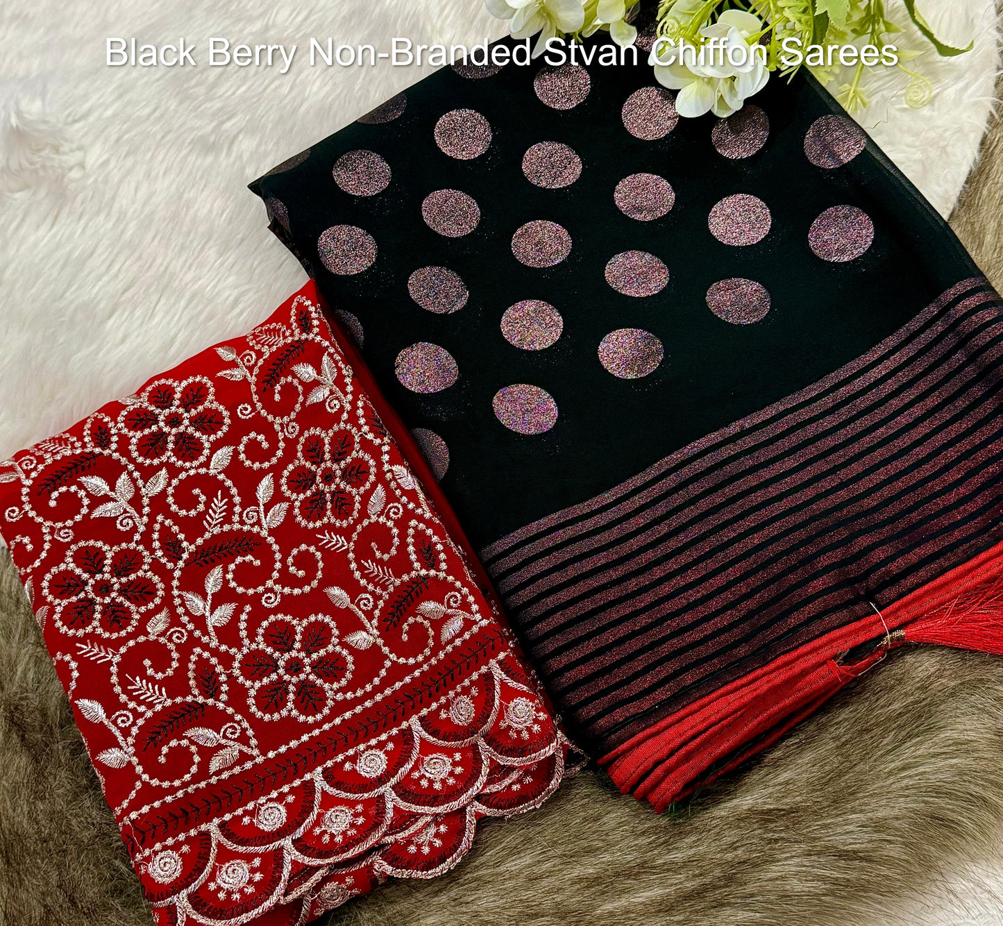 Black Berry Non-Branded Stvan Chiffon Sarees