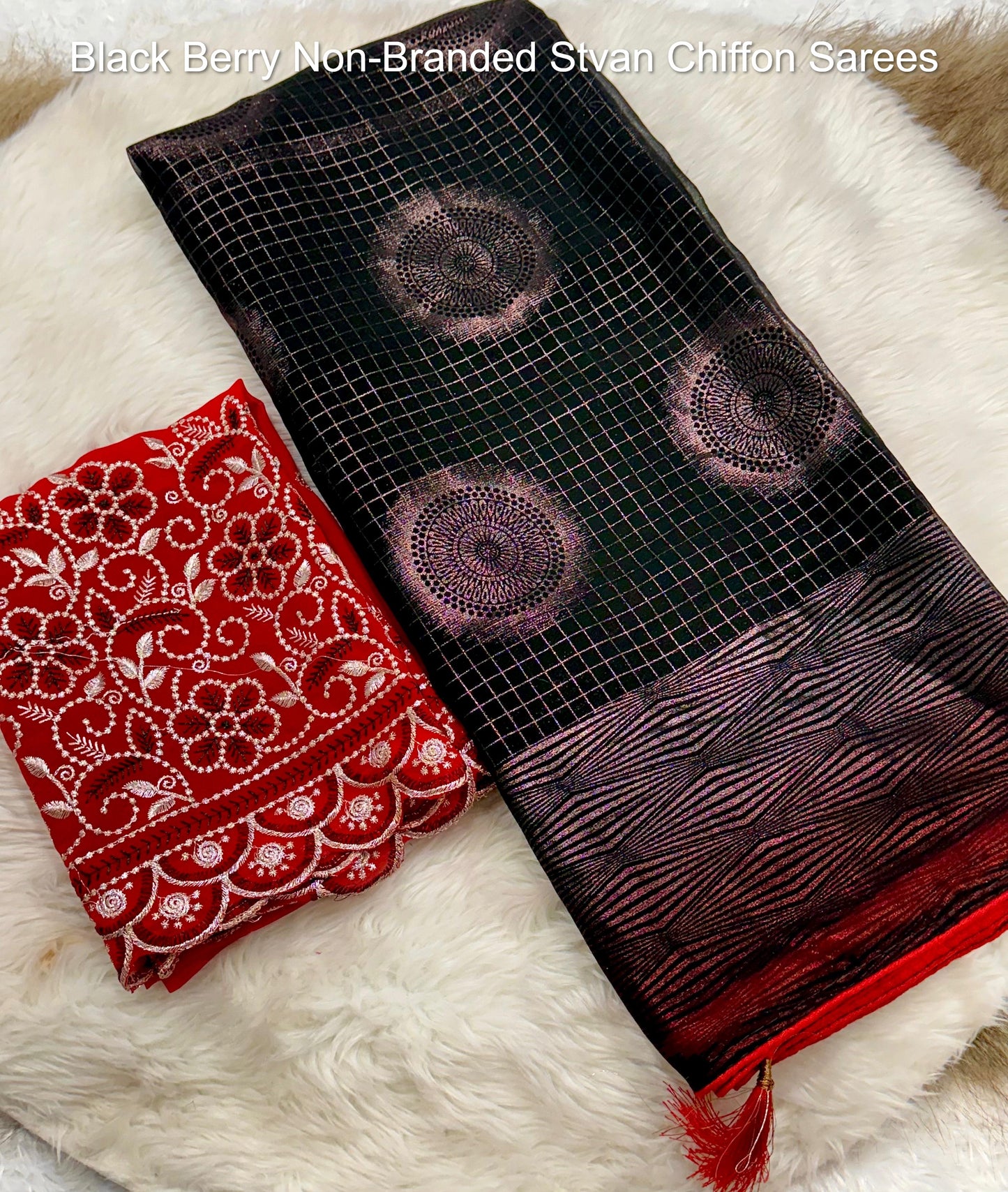 Black Berry Non-Branded Stvan Chiffon Sarees