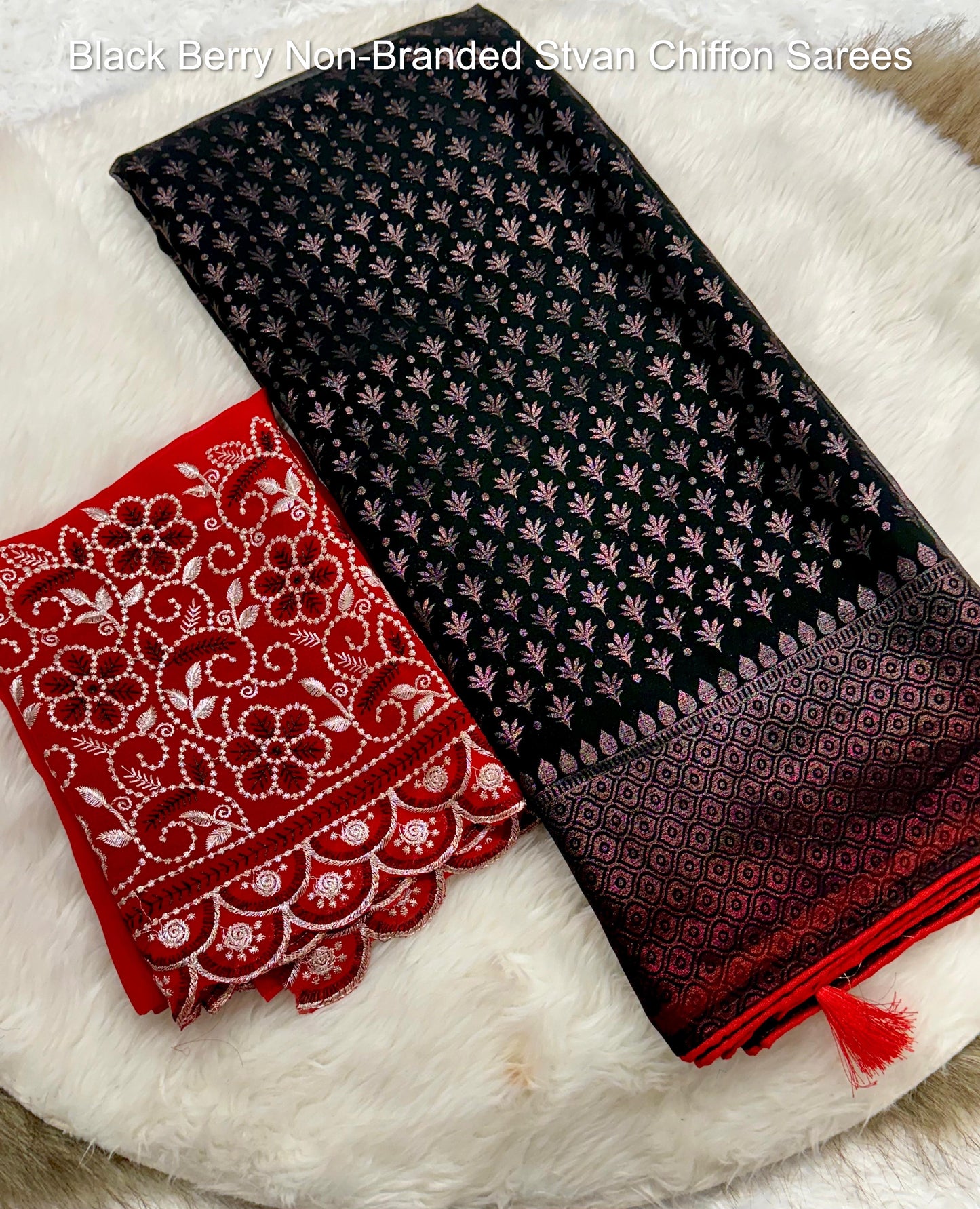 Black Berry Non-Branded Stvan Chiffon Sarees