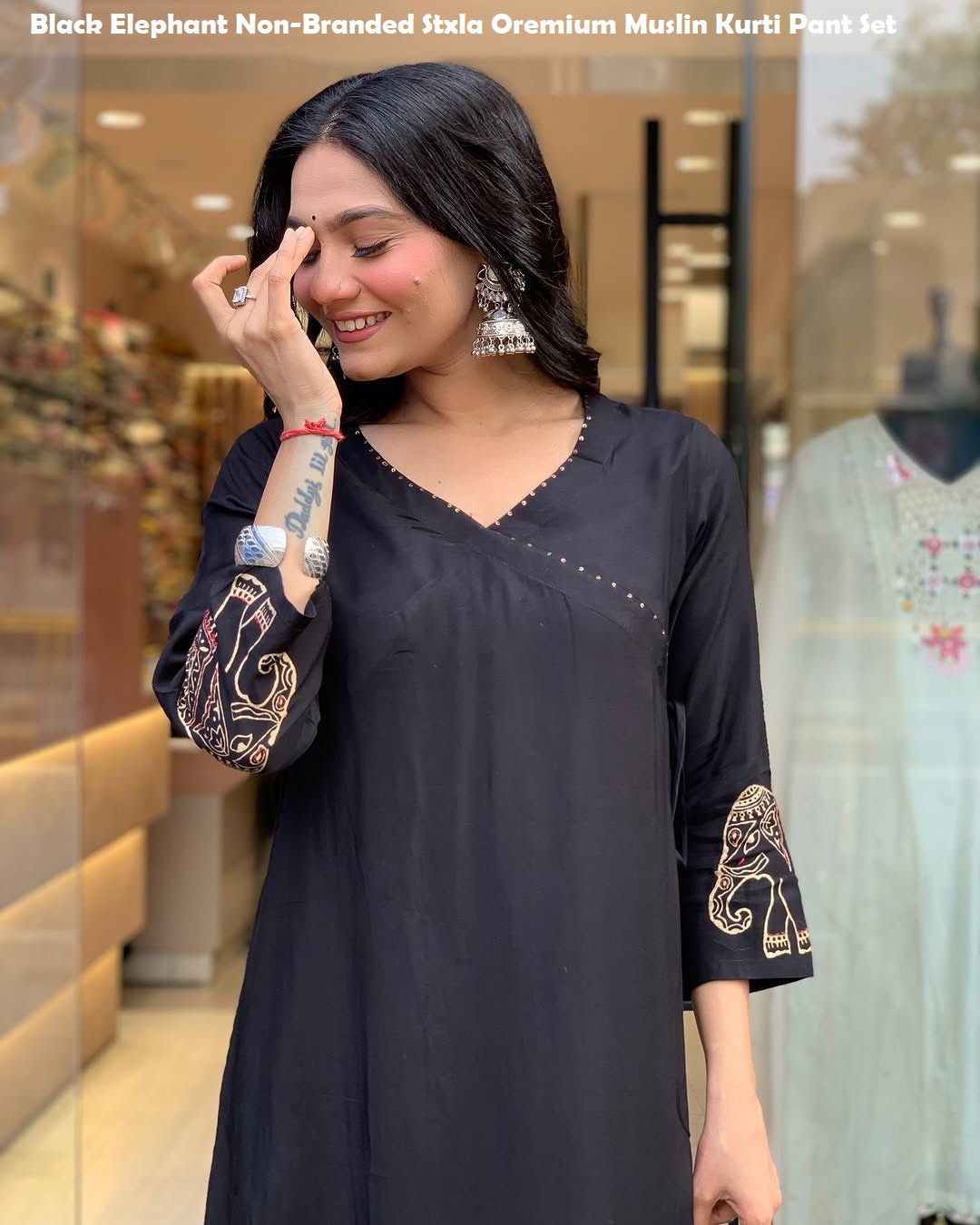 Black Elephant Non-Branded Stxla Oremium Muslin Kurti Pant Set