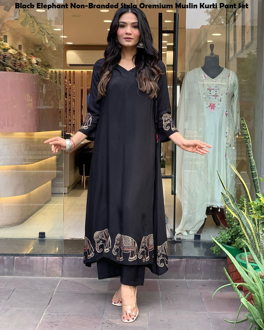 Black Elephant Non-Branded Stxla Oremium Muslin Kurti Pant Set