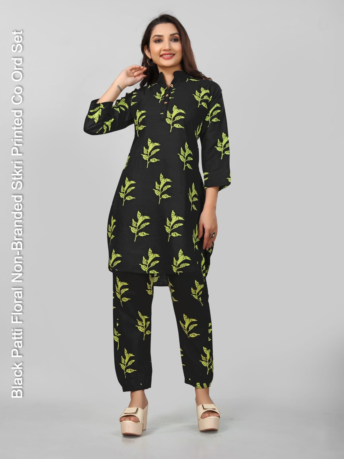Black Patti Floral Non-Branded Stkri Printed Co Ord Set