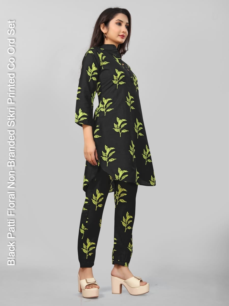 Black Patti Floral Non-Branded Stkri Printed Co Ord Set