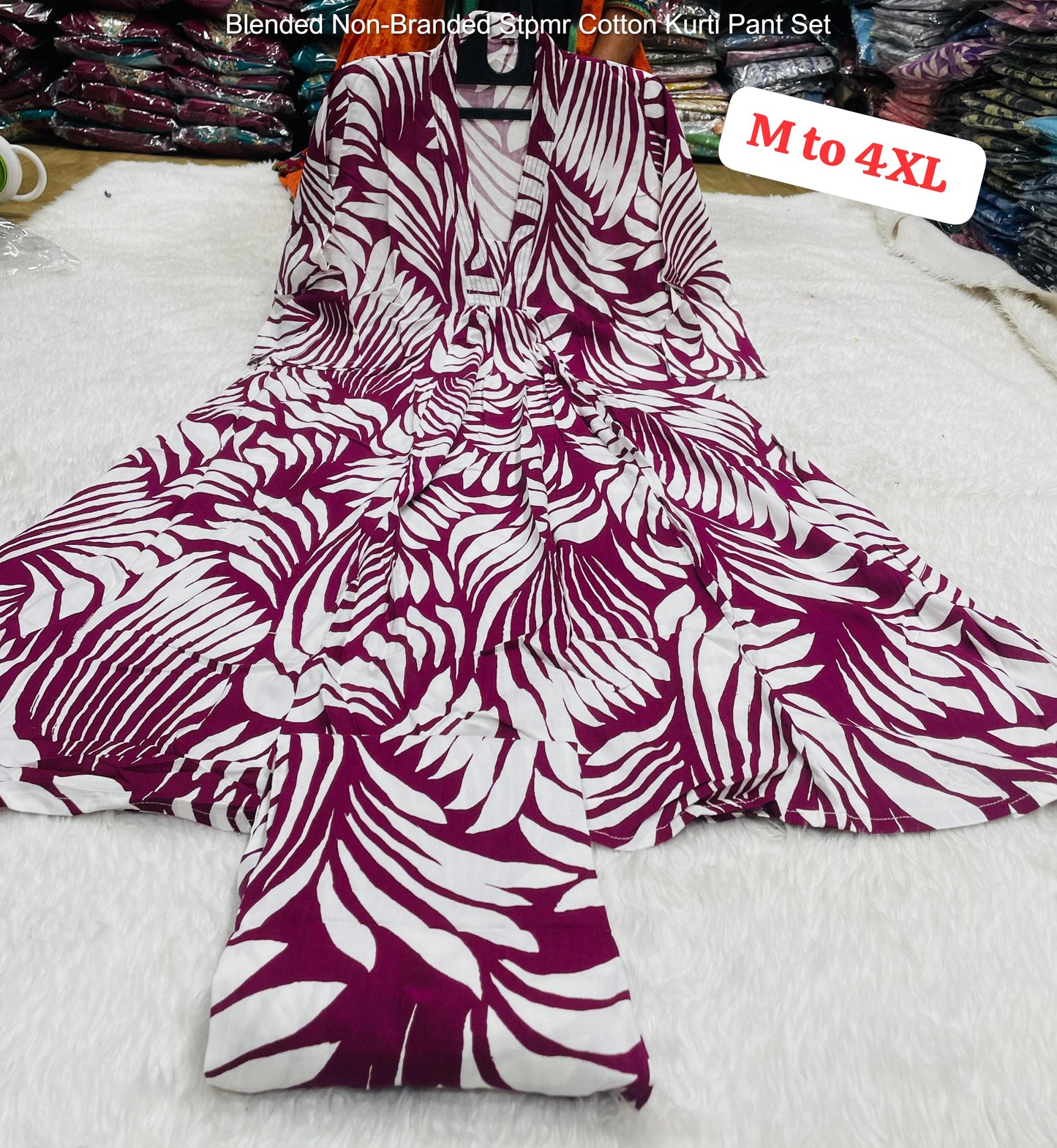 Blended Non-Branded Stpmr Cotton Kurti Pant Set
