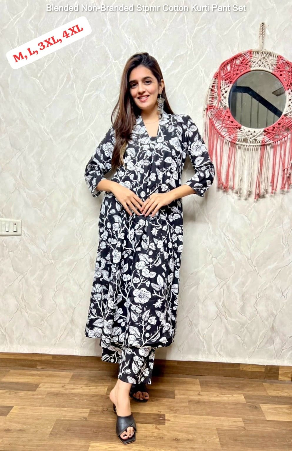 Blended Non-Branded Stpmr Cotton Kurti Pant Set