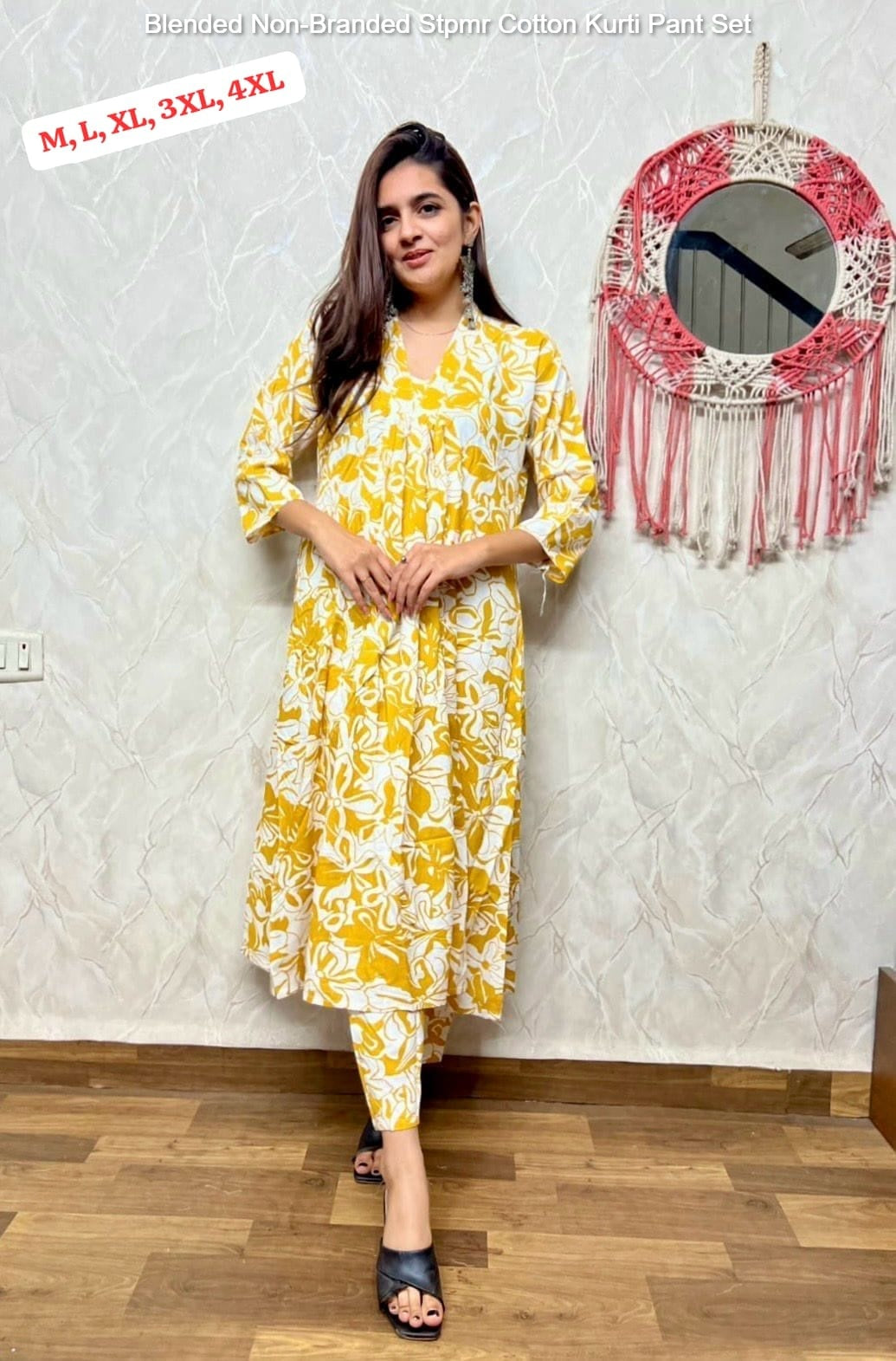 Blended Non-Branded Stpmr Cotton Kurti Pant Set