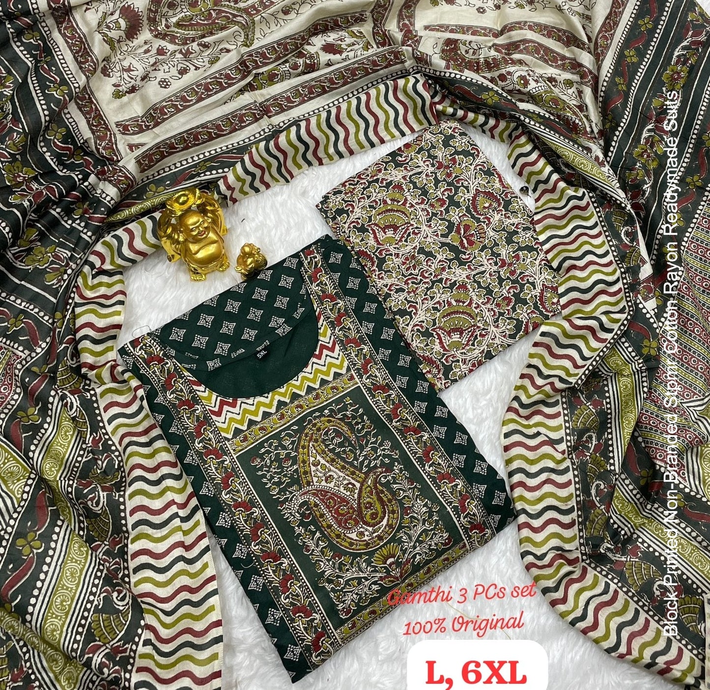 Block Printed Non-Branded Stpmr Cotton Rayon Readymade Suits