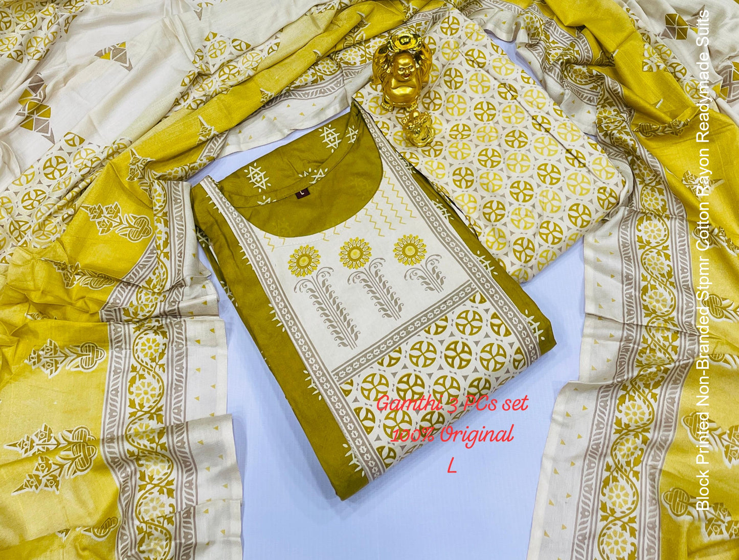 Block Printed Non-Branded Stpmr Cotton Rayon Readymade Suits