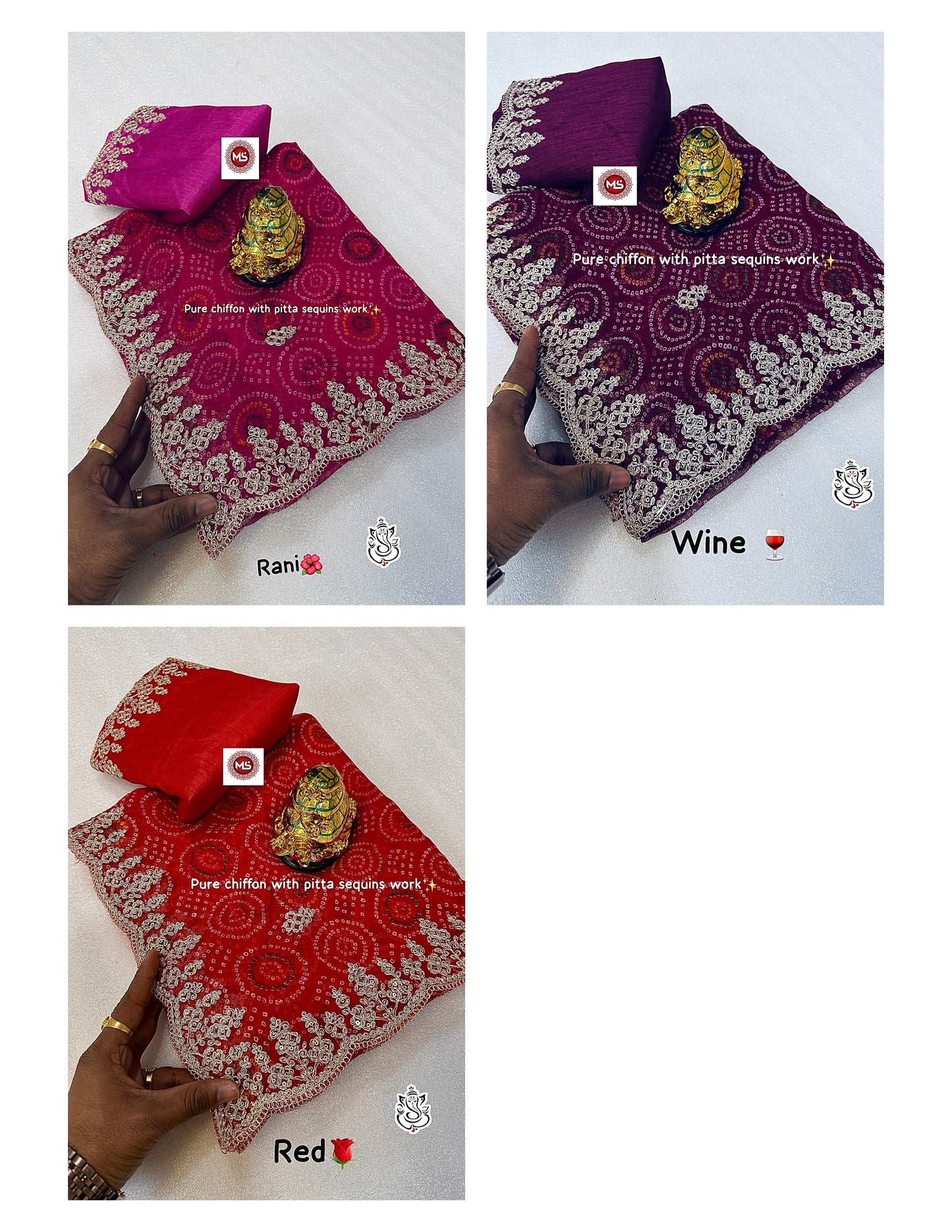 Blooming Chiffon Non-Branded Stmsb Sequence Work Sarees