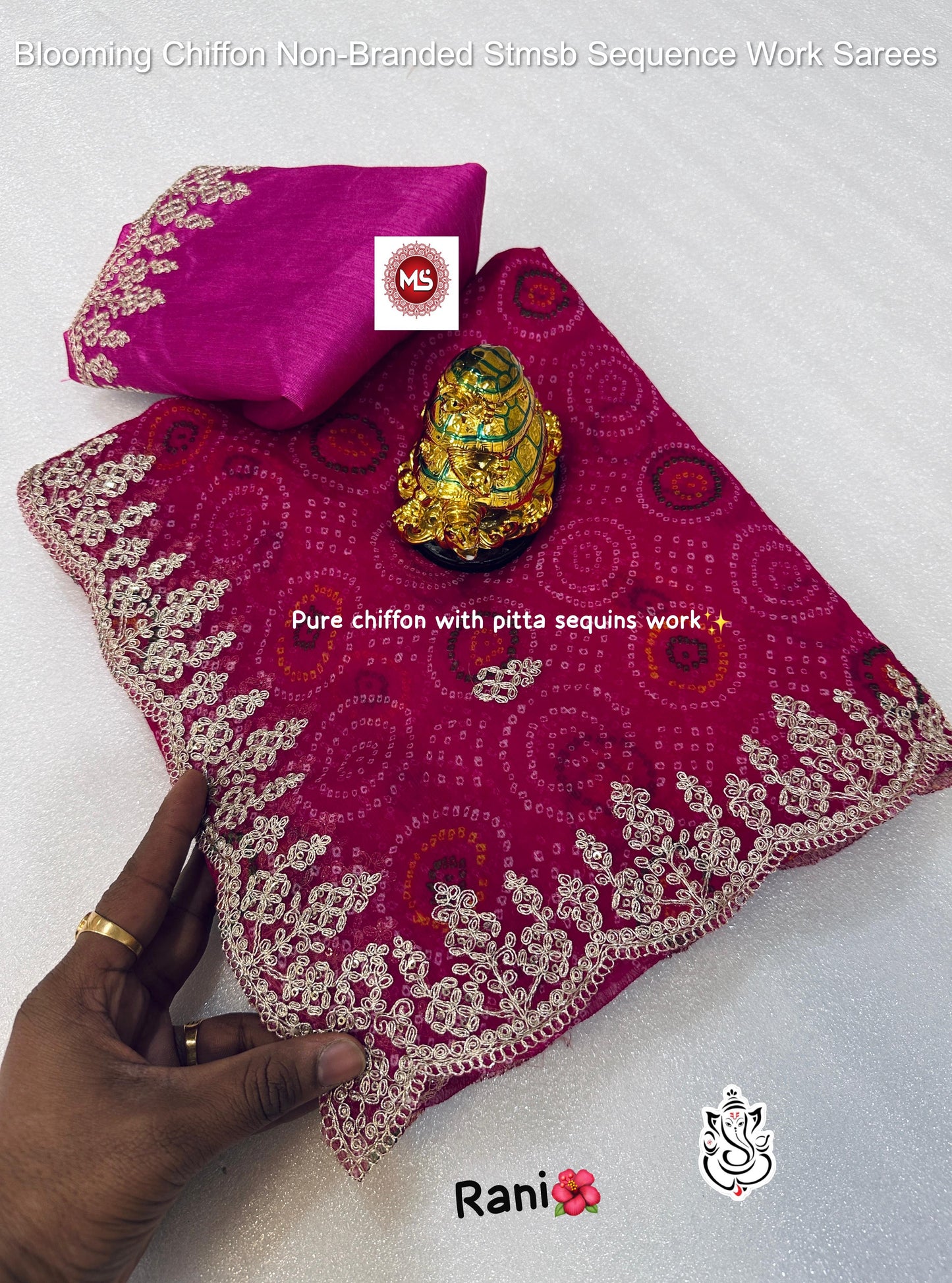 Blooming Chiffon Non-Branded Stmsb Sequence Work Sarees