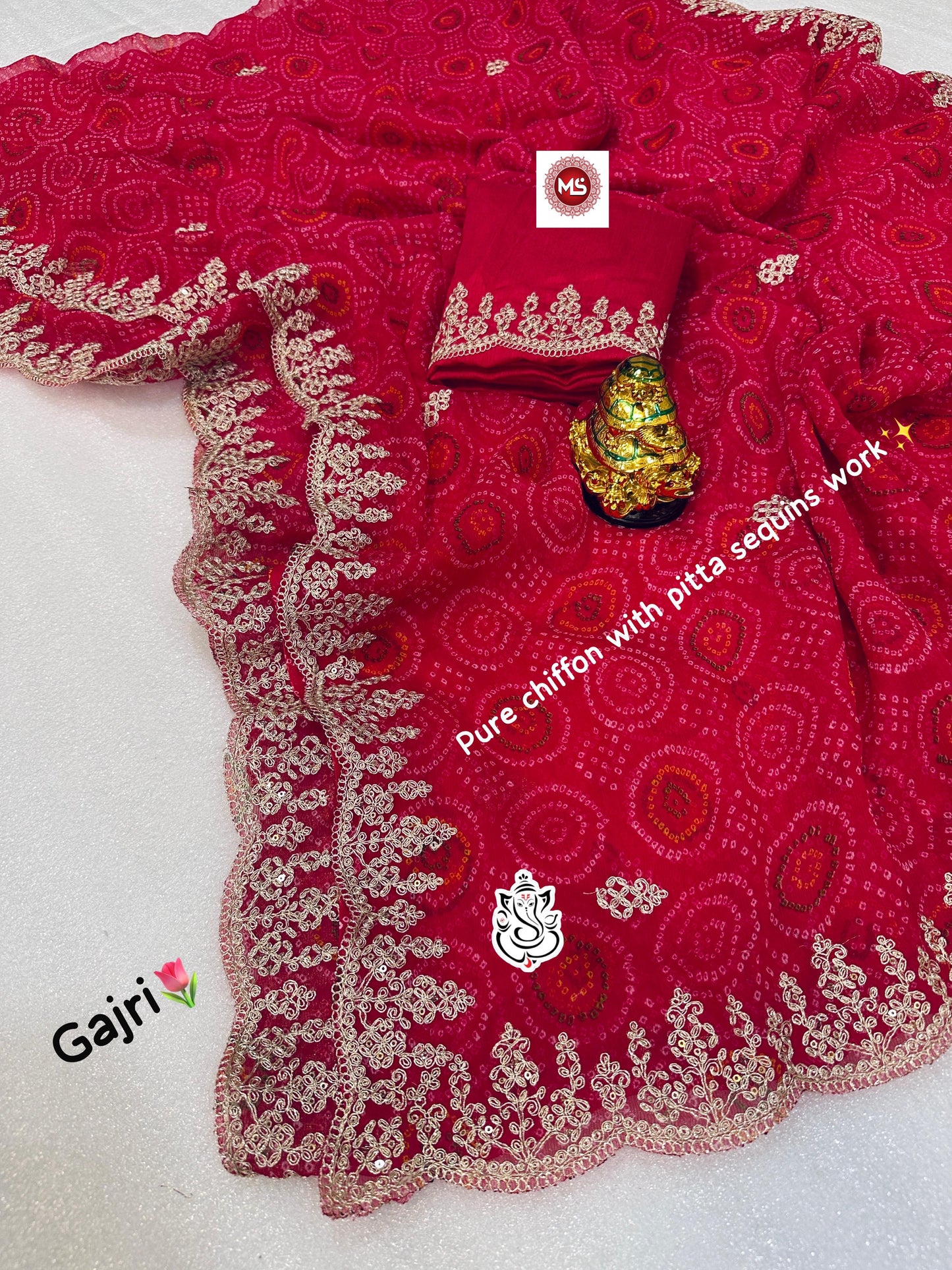 Blooming Chiffon Non-Branded Stmsb Sequence Work Sarees