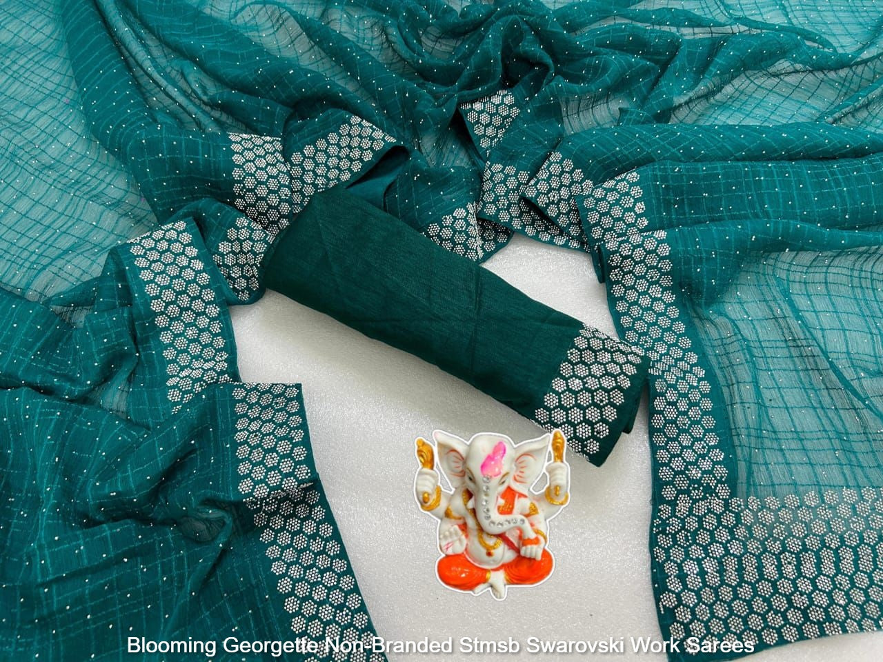 Blooming Georgette Non-Branded Stmsb Swarovski Work Sarees