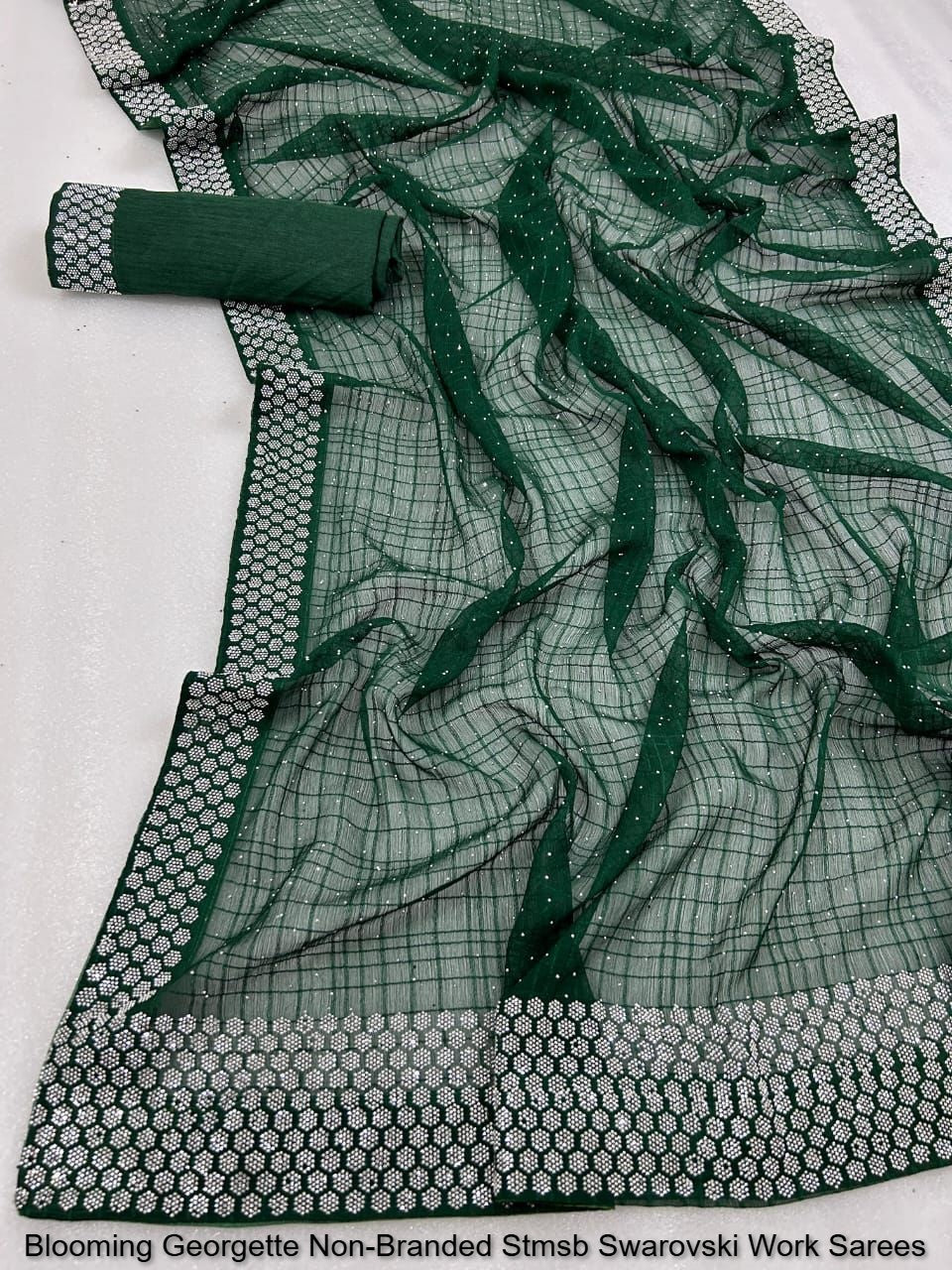 Blooming Georgette Non-Branded Stmsb Swarovski Work Sarees