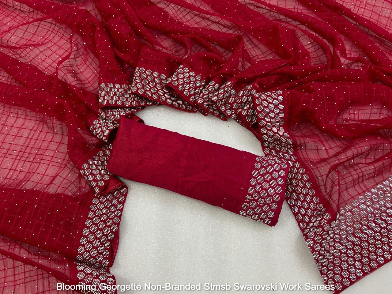 Blooming Georgette Non-Branded Stmsb Swarovski Work Sarees