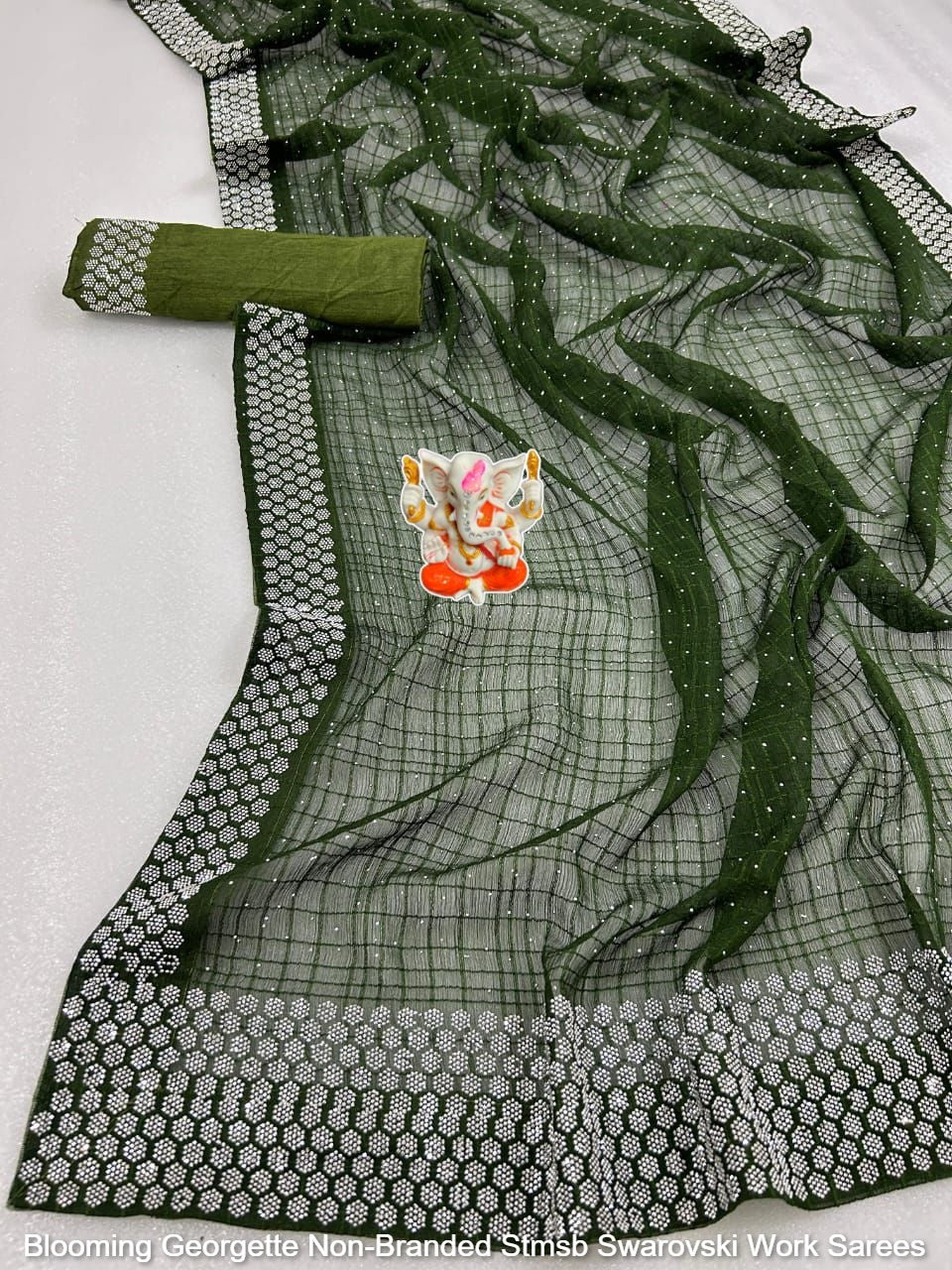 Blooming Georgette Non-Branded Stmsb Swarovski Work Sarees