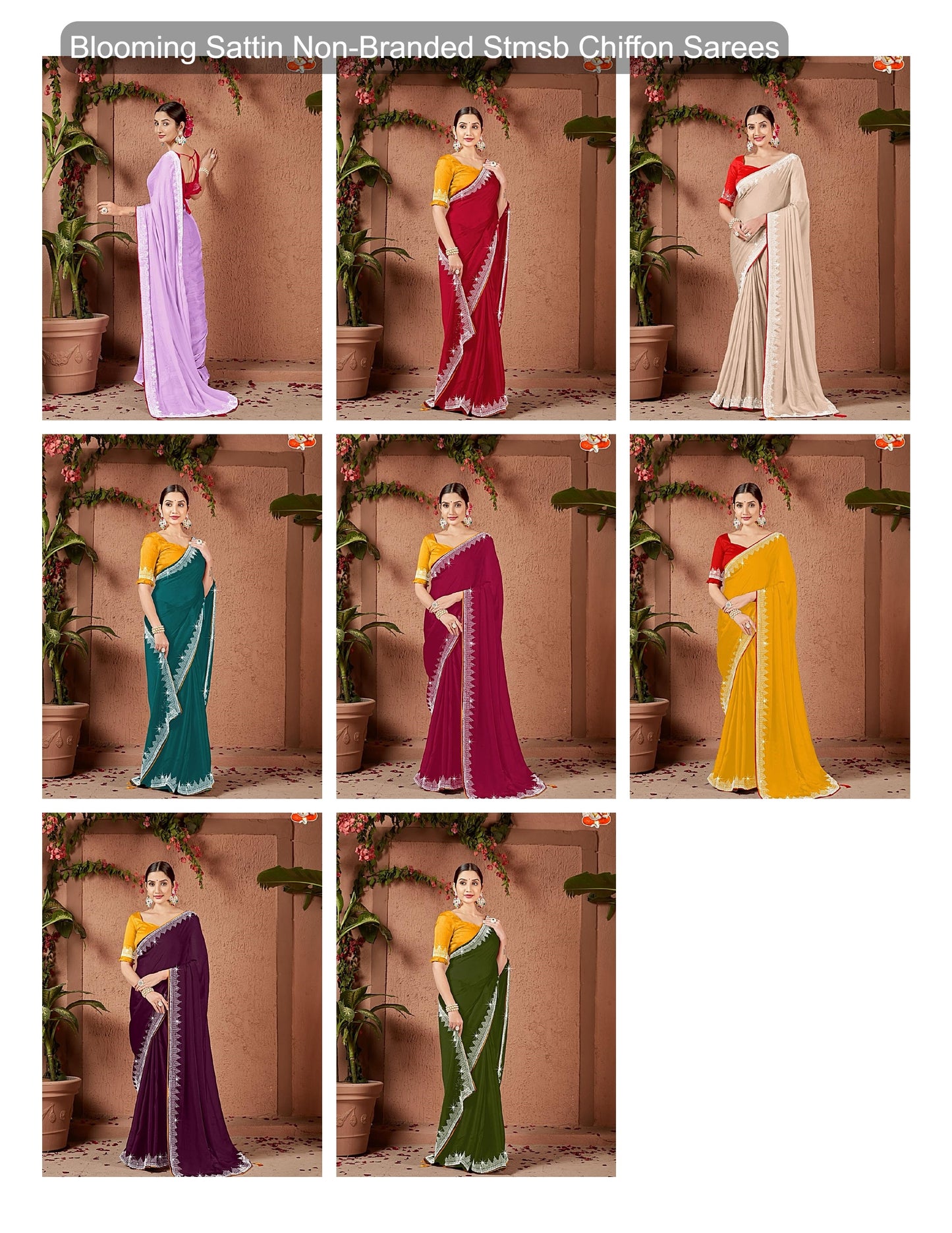Blooming Sattin Non-Branded Stmsb Chiffon Sarees
