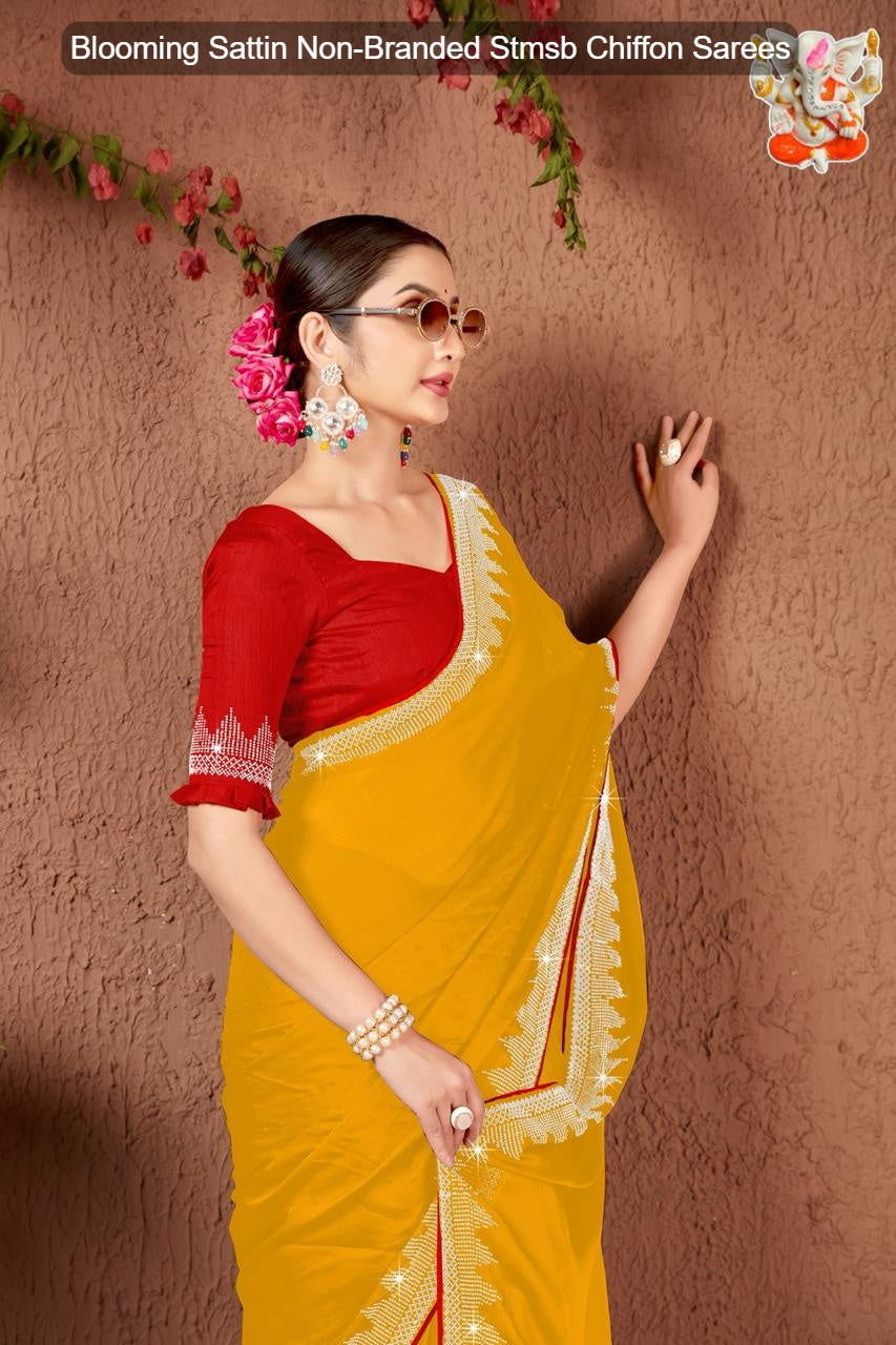 Blooming Sattin Non-Branded Stmsb Chiffon Sarees