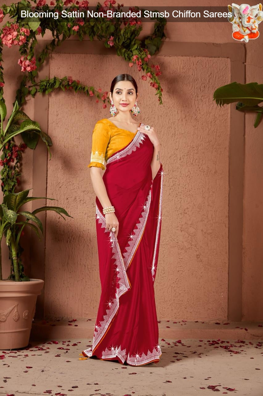 Blooming Sattin Non-Branded Stmsb Chiffon Sarees