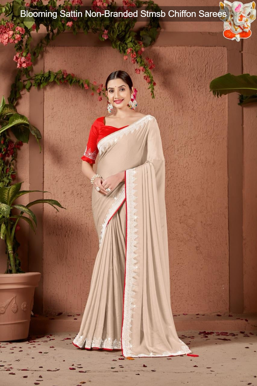 Blooming Sattin Non-Branded Stmsb Chiffon Sarees