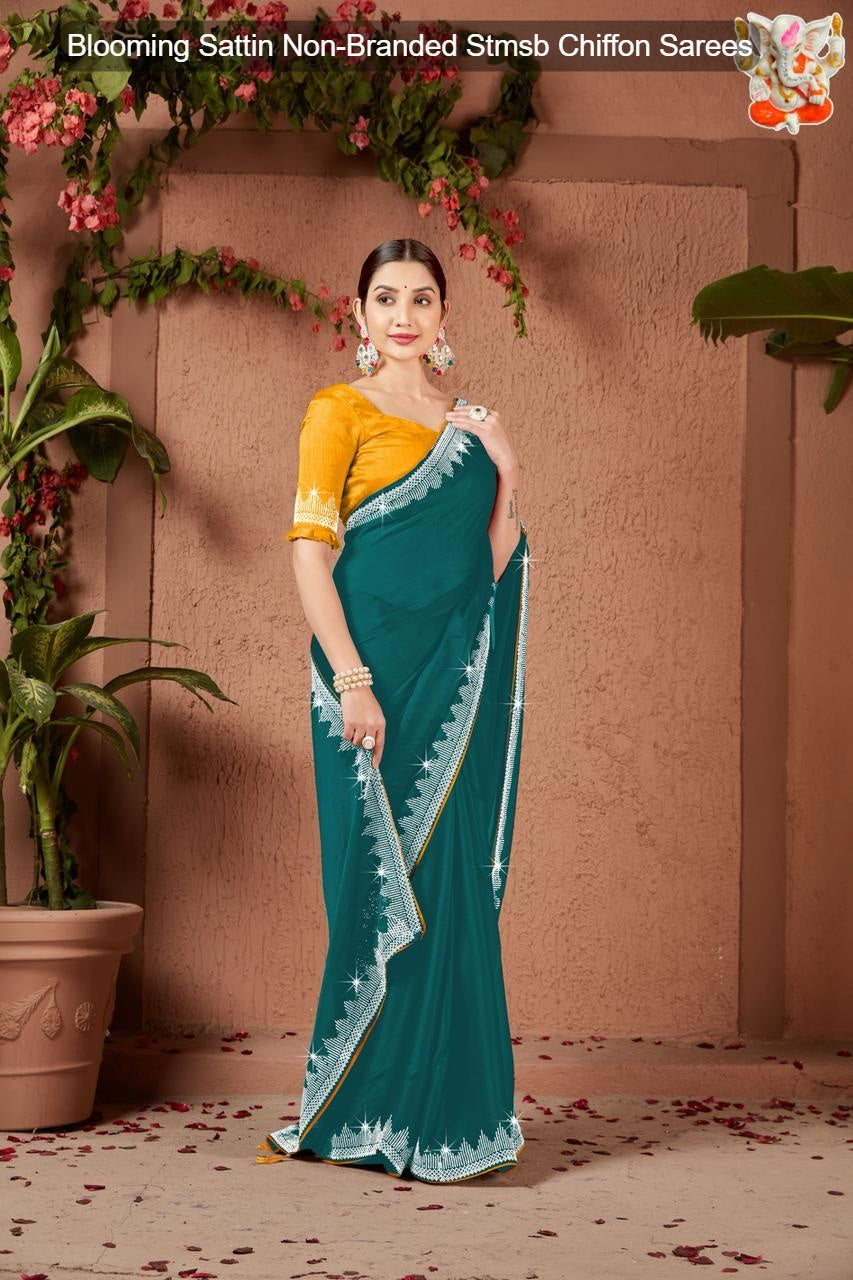 Blooming Sattin Non-Branded Stmsb Chiffon Sarees