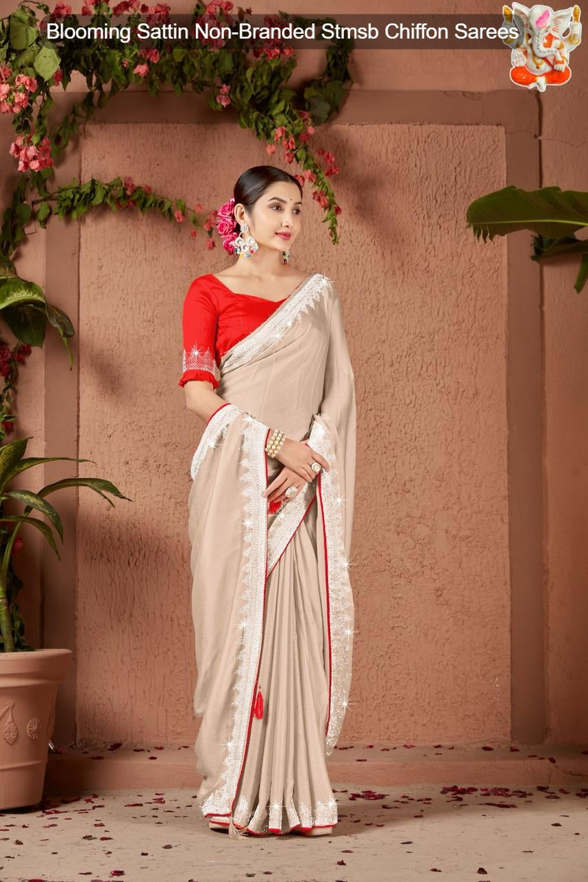 Blooming Sattin Non-Branded Stmsb Chiffon Sarees
