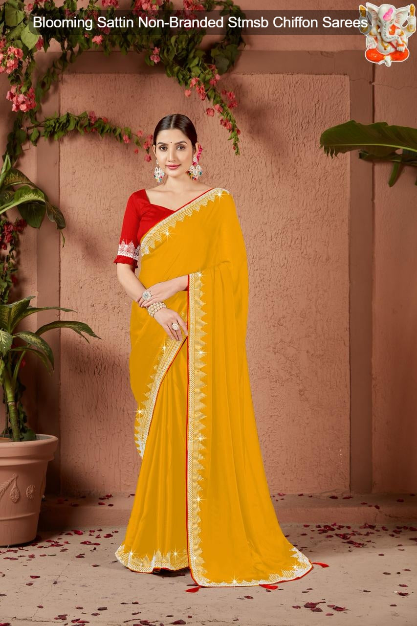 Blooming Sattin Non-Branded Stmsb Chiffon Sarees
