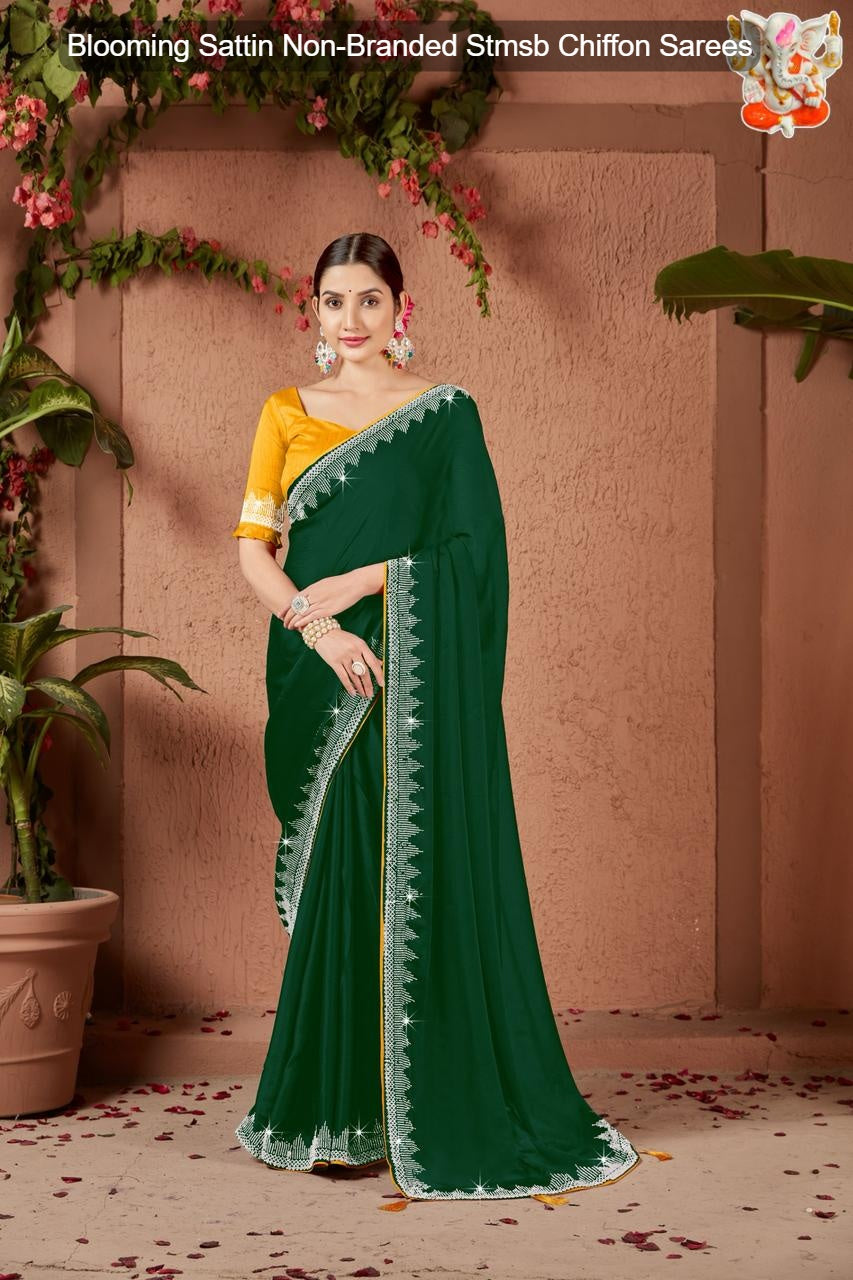 Blooming Sattin Non-Branded Stmsb Chiffon Sarees