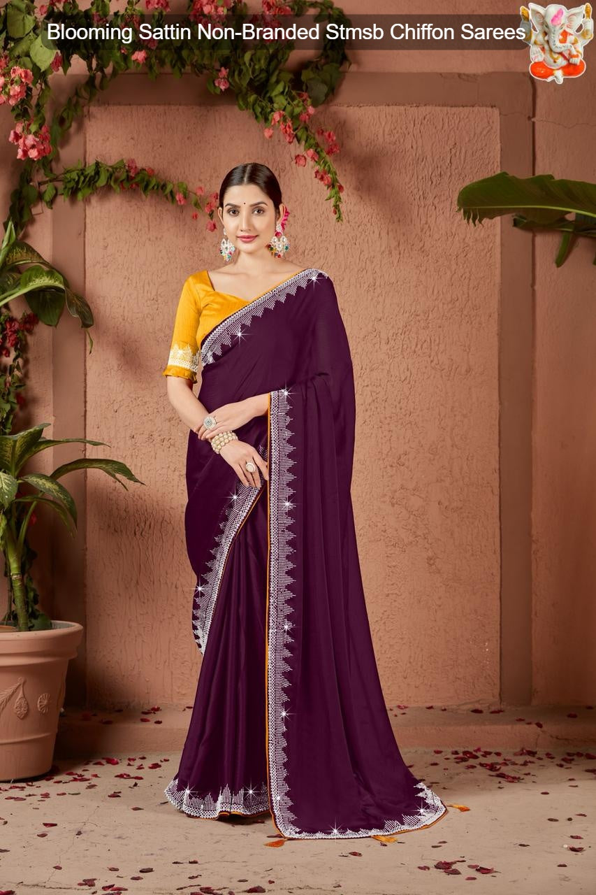 Blooming Sattin Non-Branded Stmsb Chiffon Sarees