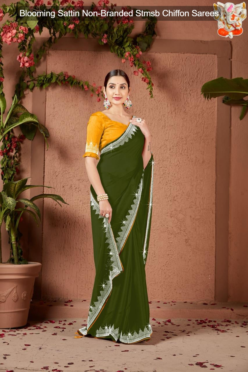 Blooming Sattin Non-Branded Stmsb Chiffon Sarees