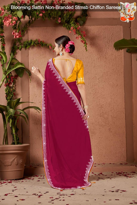 Blooming Sattin Non-Branded Stmsb Chiffon Sarees