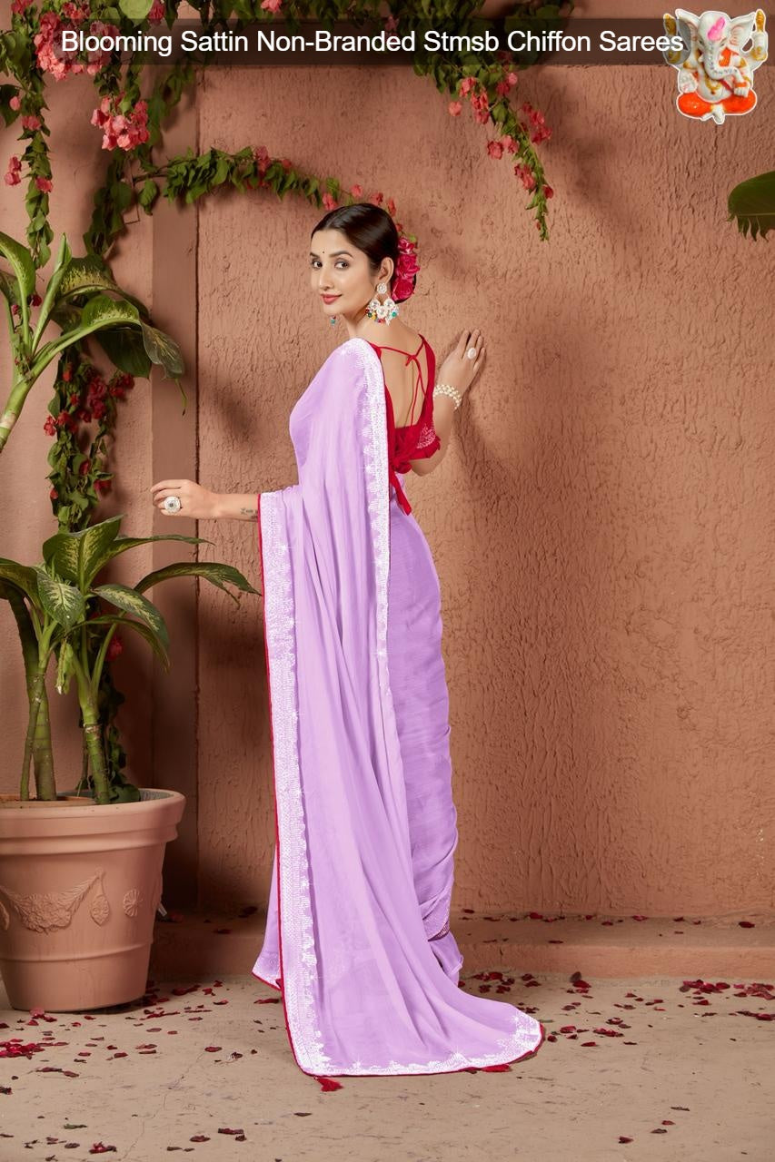 Blooming Sattin Non-Branded Stmsb Chiffon Sarees