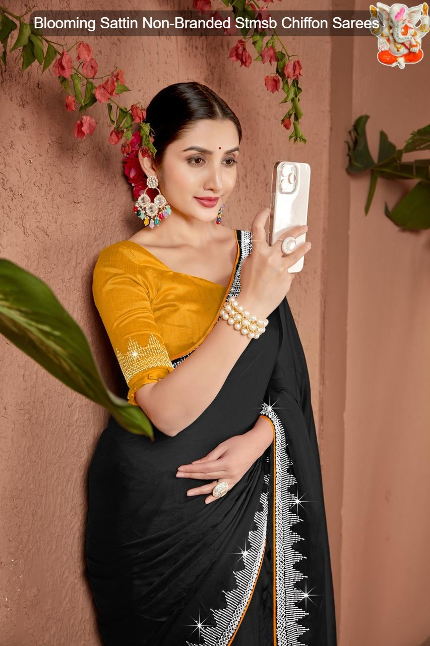 Blooming Sattin Non-Branded Stmsb Chiffon Sarees