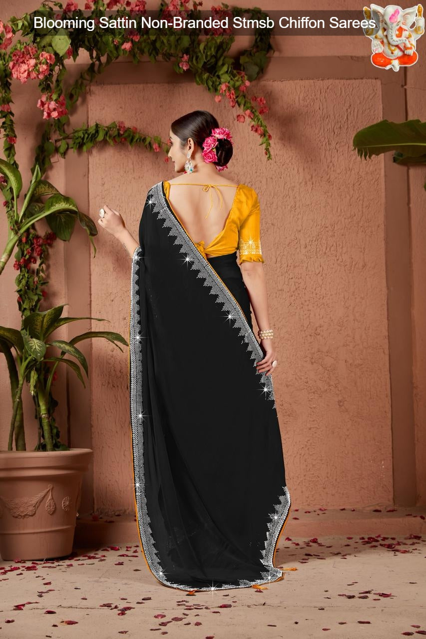 Blooming Sattin Non-Branded Stmsb Chiffon Sarees