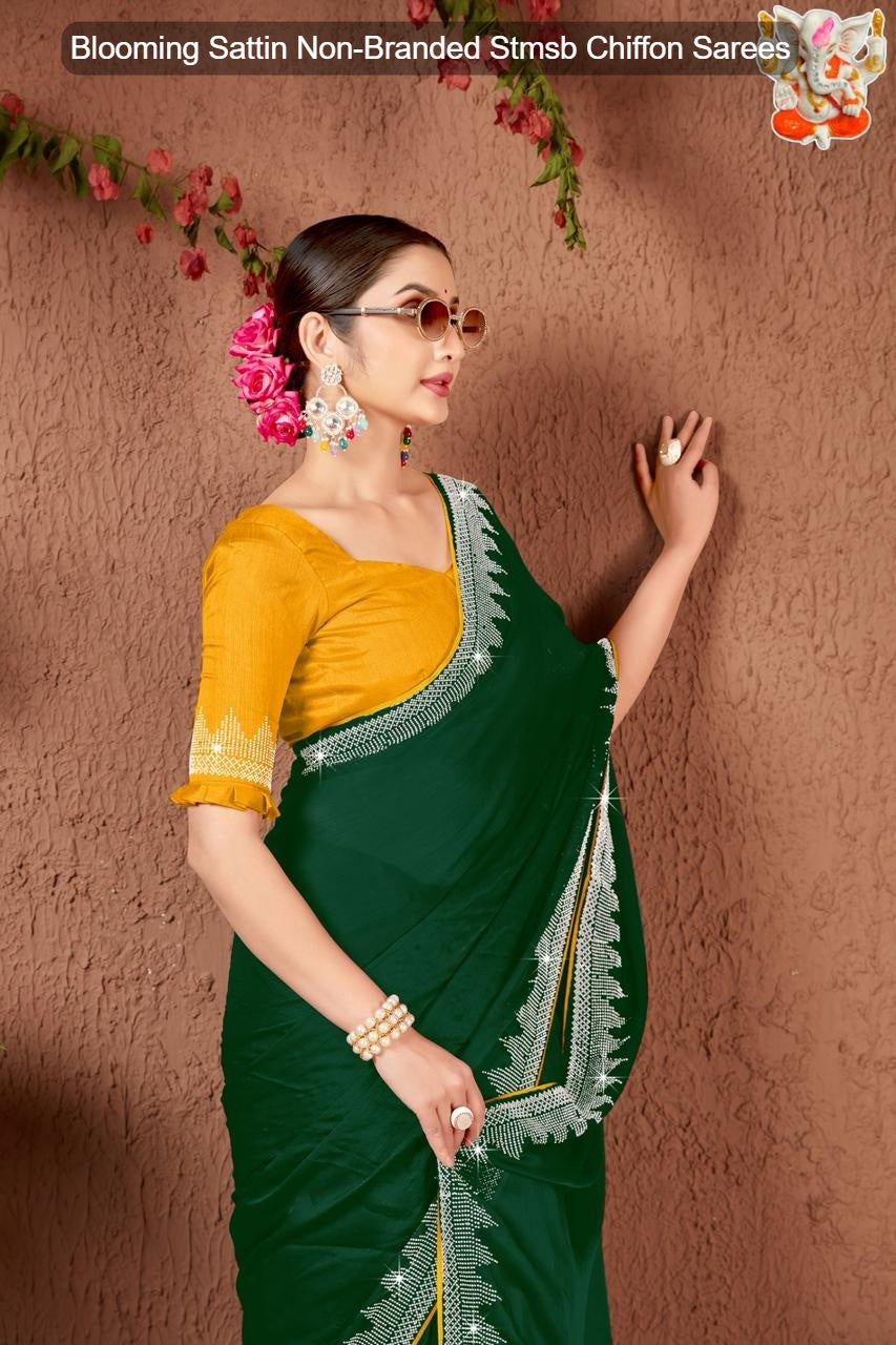 Blooming Sattin Non-Branded Stmsb Chiffon Sarees