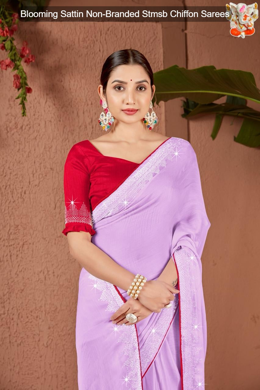 Blooming Sattin Non-Branded Stmsb Chiffon Sarees