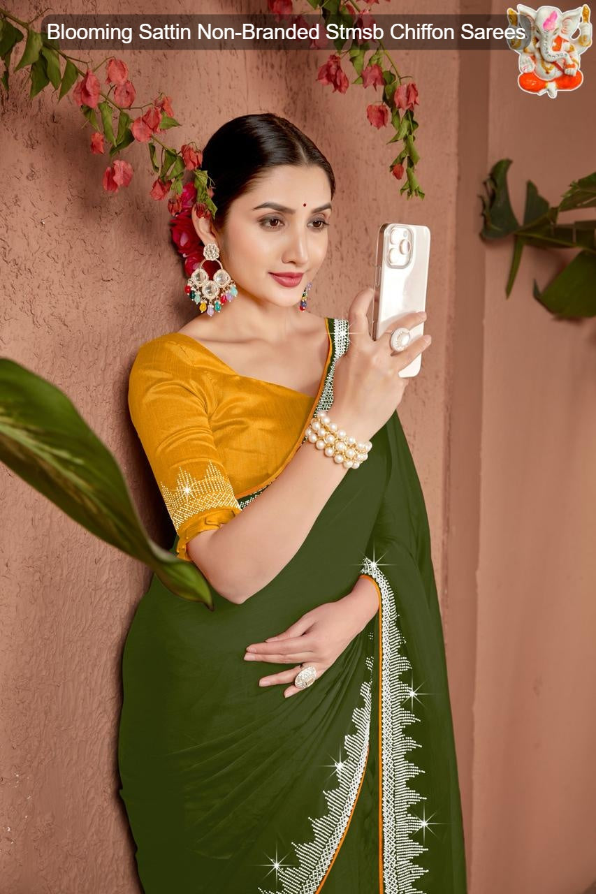 Blooming Sattin Non-Branded Stmsb Chiffon Sarees