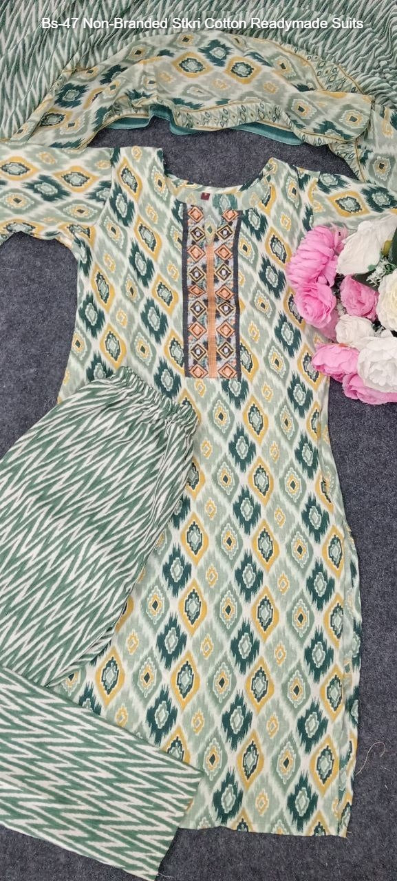 Bs-47 Non-Branded Stkri Cotton Readymade Suits