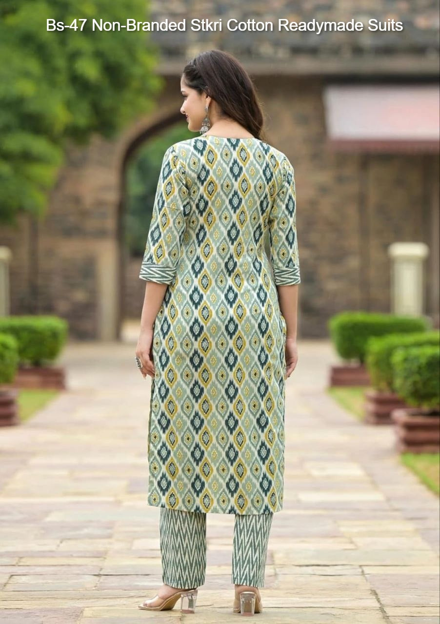 Bs-47 Non-Branded Stkri Cotton Readymade Suits
