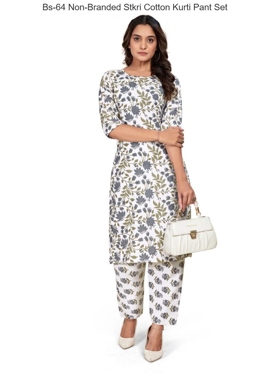 Bs-64 Non-Branded Stkri Cotton Kurti Pant Set