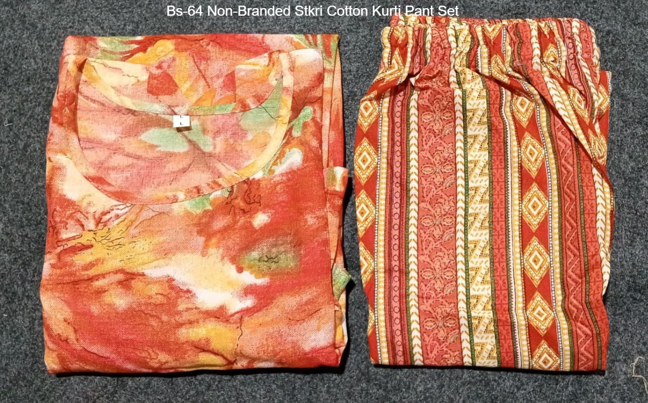 Bs-64 Non-Branded Stkri Cotton Kurti Pant Set