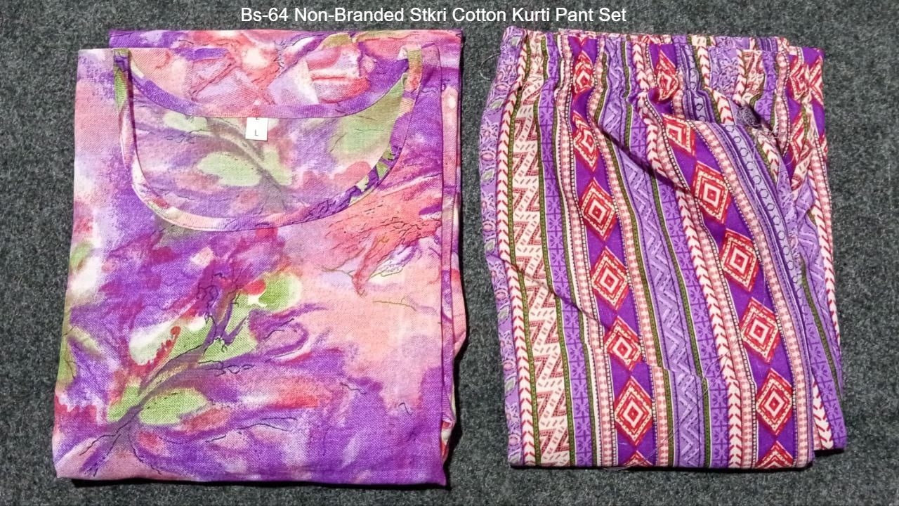 Bs-64 Non-Branded Stkri Cotton Kurti Pant Set