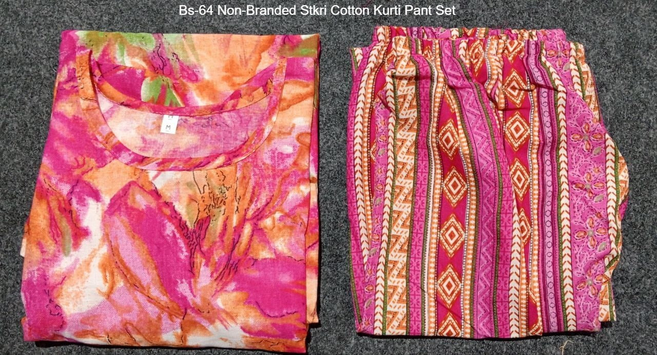 Bs-64 Non-Branded Stkri Cotton Kurti Pant Set