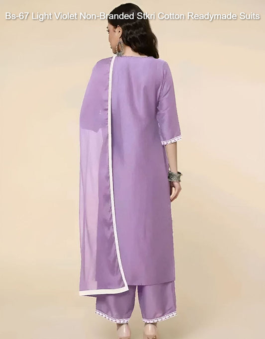 Bs-67 Light Violet Non-Branded Stkri Cotton Readymade Suits