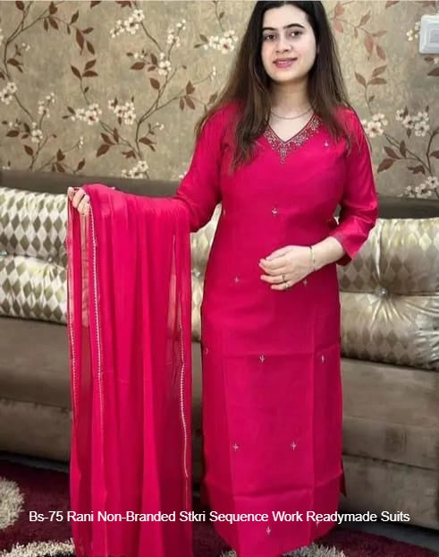 Bs-75 Rani Non-Branded Stkri Sequence Work Readymade Suits